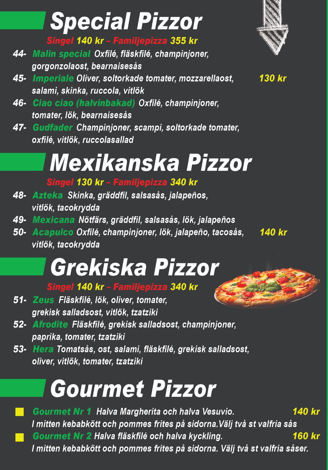 Athenas – Grill & Bar meny – Special, Mexikanska & Grekiska