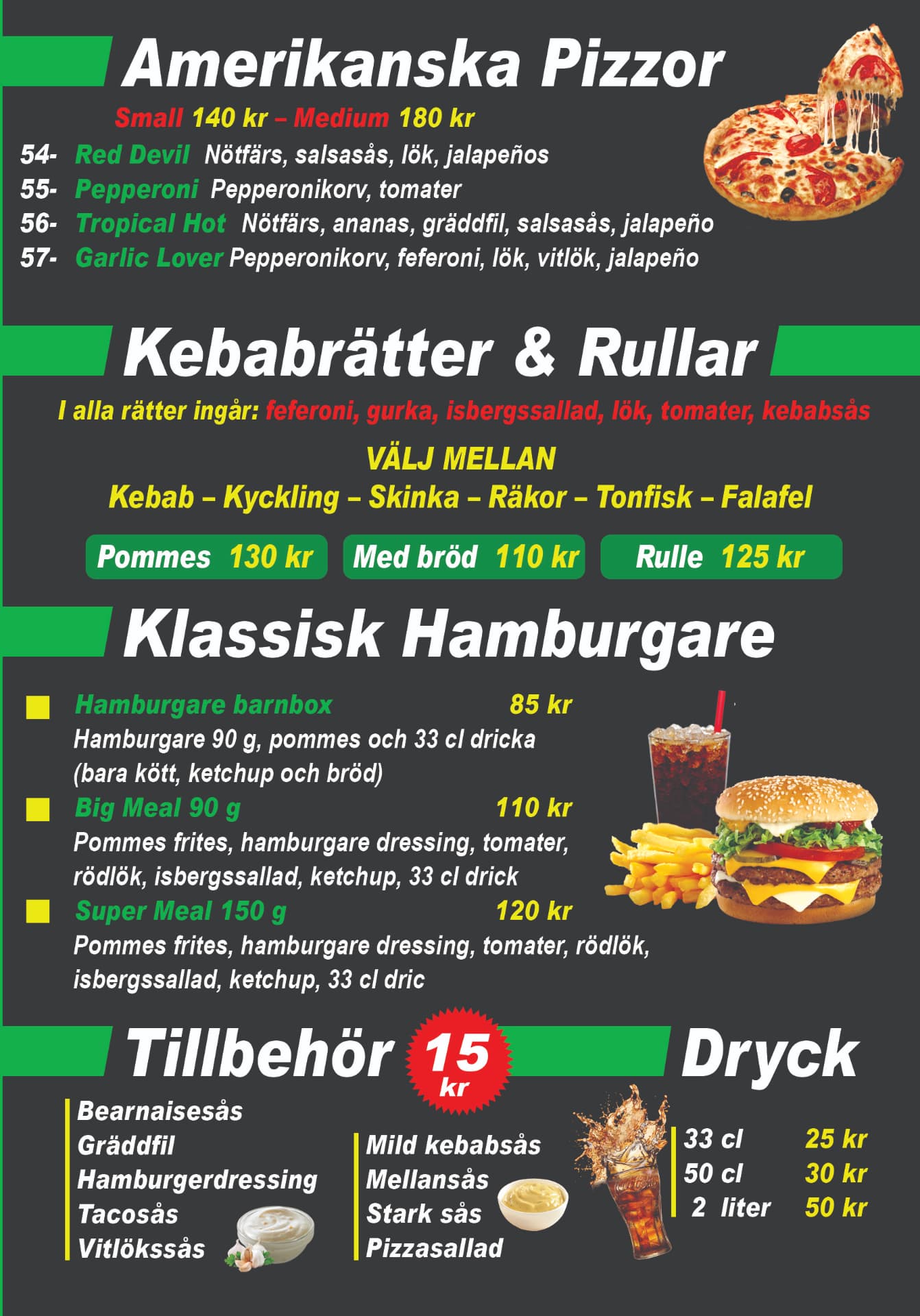 Athenas – Grill & Bar meny – Amerikanska, Kebab & Hamburgare