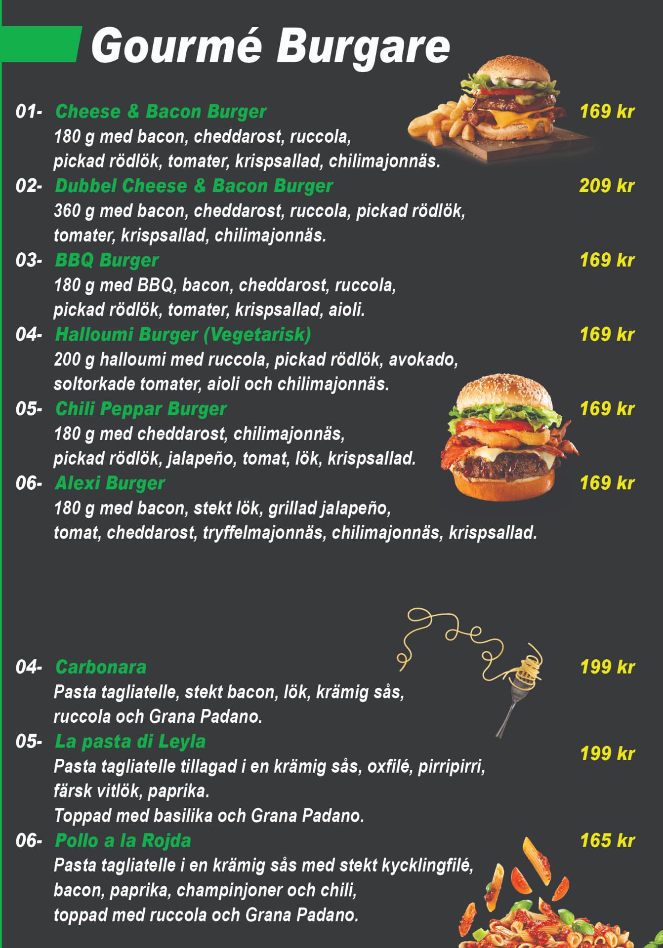 Athenas – Grill & Bar meny – Gourmé Burgare & Pasta